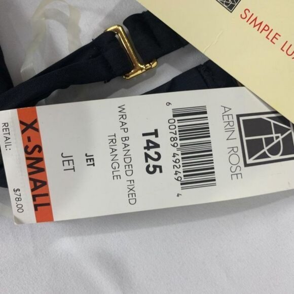 Aerin Rose Womens Jet Black Wrap Banded Fixed Triangle Bikini Top Size XS - Picture 2 of 9